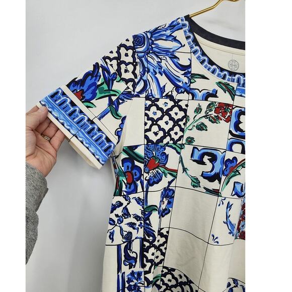 New NWOT Tory Burch Sequin Embellished Tile Mosaic T-Shirt Dress Pima Cotton M - Picture 8 of 10